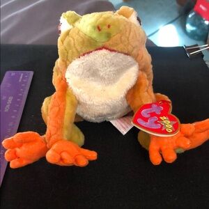 TY Beanie Babies Plush Frog - Orange and Green